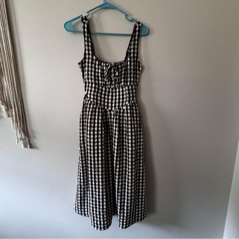 Jessica Simpson Brown and White Gingham Dress